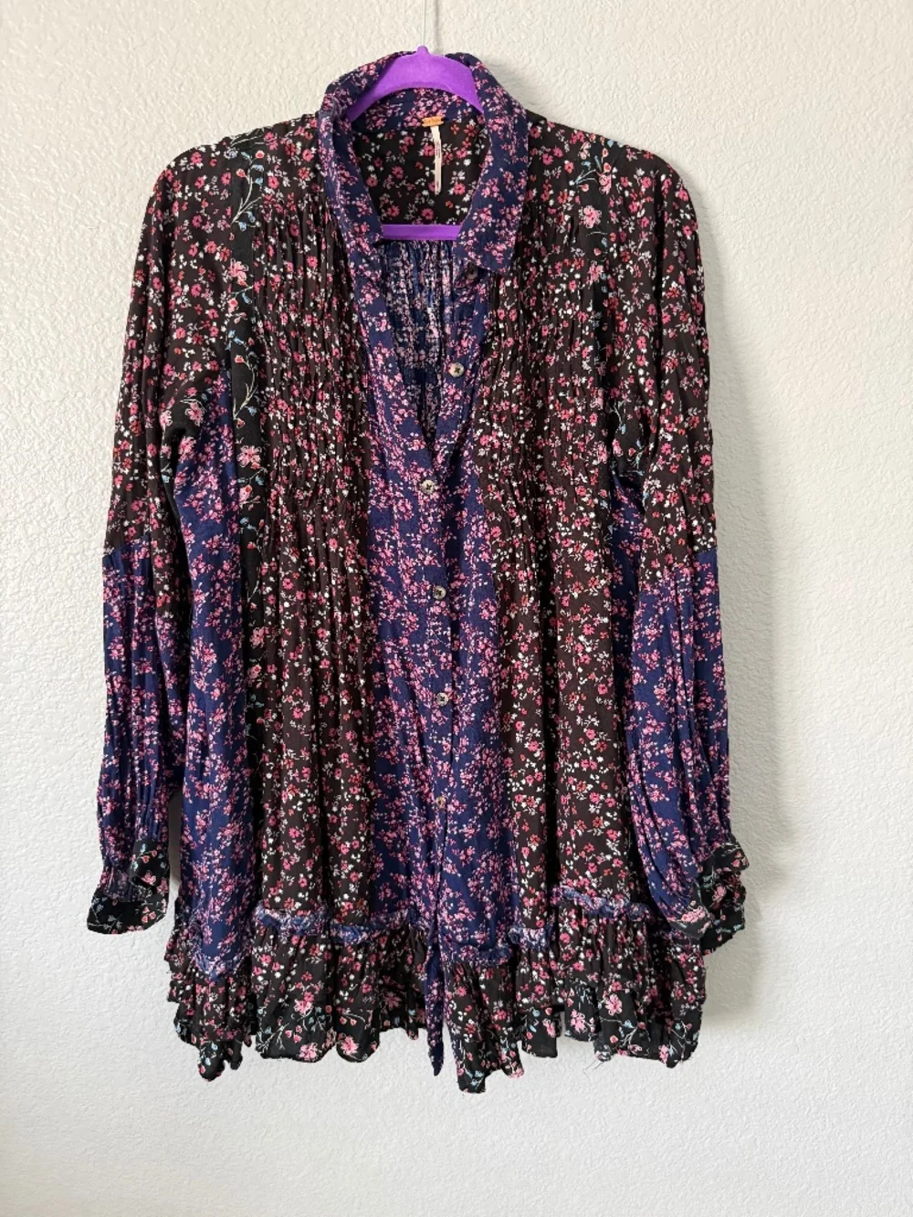 Free People Oversized Long Sleeve Button Up Size XS
